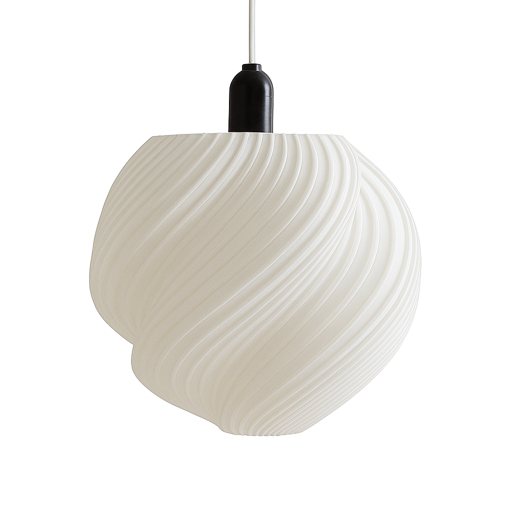 luminária pendente espiral fundo branco